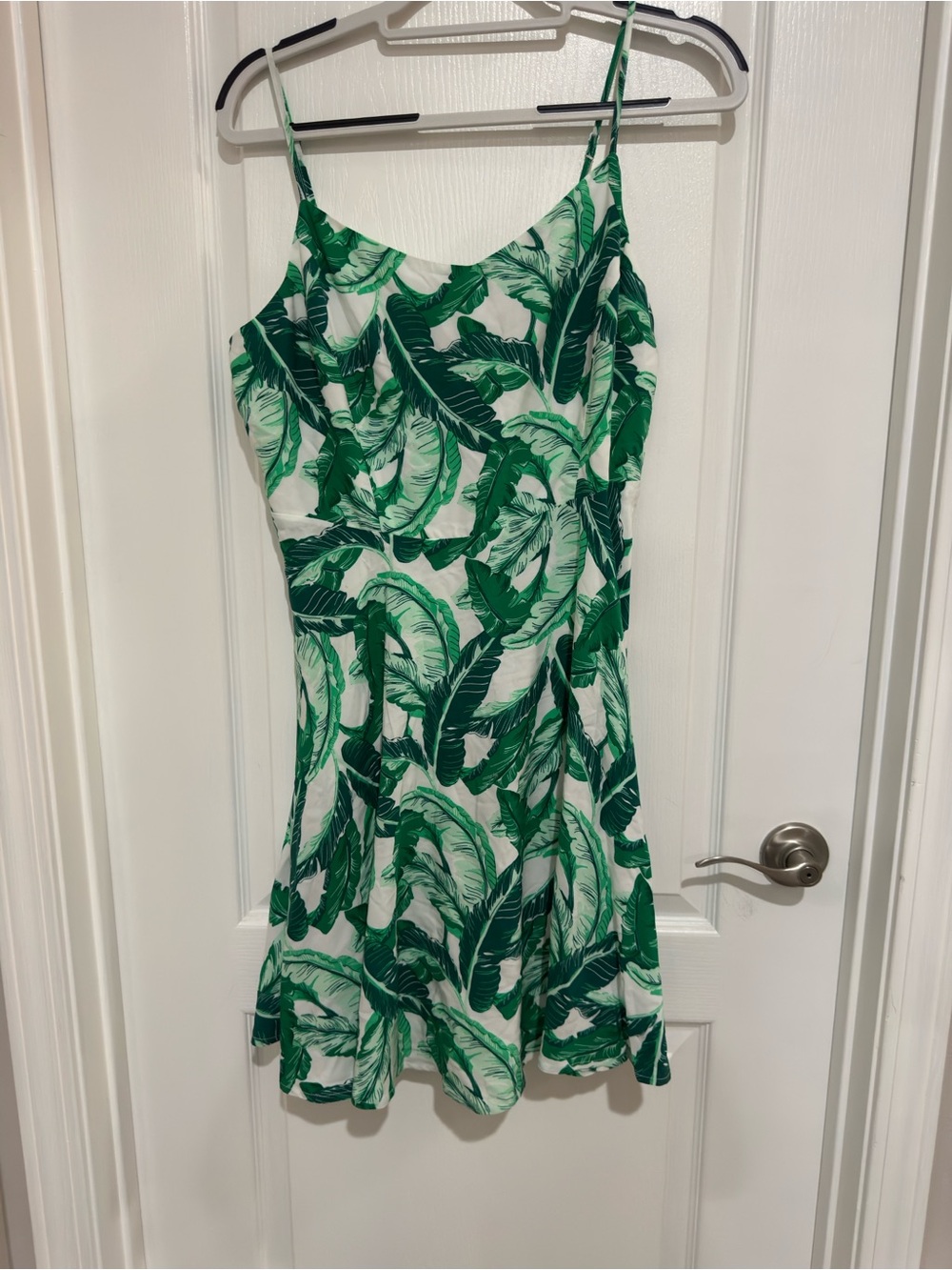 Old Navy White Sundress with Green Leaf Print